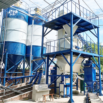 Hochleistung 10-30 t/h Trockenmischpulvermörtelanlage mit Twin Shaft Paddle Mixer Maschine Wand Putty Sand Zement Mixer Fliesen Klebstoff Produktionslinie