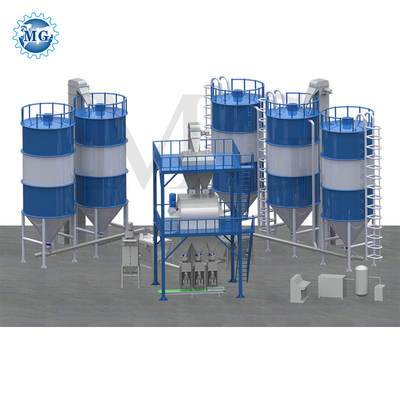 Automatische Turmtyp Trockenmischung Pulver Mörtel Mischmaschine Wand Putty Sand Zement Mixer Fliesen Klebstoffglut Produktionslinie